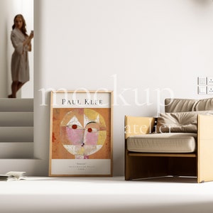 A1 Interior Living Room Wood Frame Mockup, ISO Ratio Wall Art Mockup, Modern Frame Mockup, Boho Wall Mockup, Instant Download, Frame Mockup