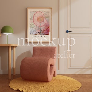Retro Interior Einzelrahmen Mockup, Sissy Zimmer Preppy Wand Kunst Mockup, 5x7 A1 Leichter Holzrahmen Mockup, dünnes Rahmenmodell, digitaler Download