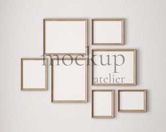 Gallery Poster Set Frame Mockup, Wood Frame Mockup, Vintage Frame Mockup, Wall Mockup, Frame Bundle Mockup, Digital Mockup, Old Frame Mockup