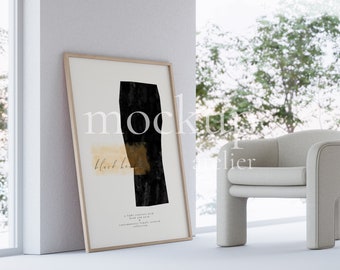 Big Single Wood Frame Mockup, Modern Minimalist Interior Mockup, A0 Frame Mockup, 5x7 Frame Mockup, Poster Mockup, Instant Download, 1006