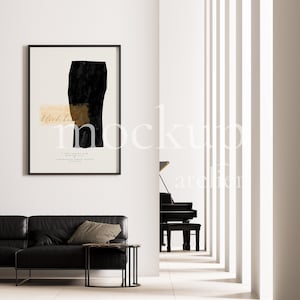 Modern Living Room Interior Mockup, Big Thin Black Frame Mockup, Artwork Display Psd Mockup, Artistic Poster Mockup, Digital Download, 703