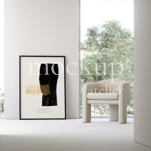 Big Single Black Frame Mockup, Minimalist Interior Mockup Scene, Bright Room Mockup, 5x7 Frame Mockup, Neutral Light Mockup, Dgital Download
