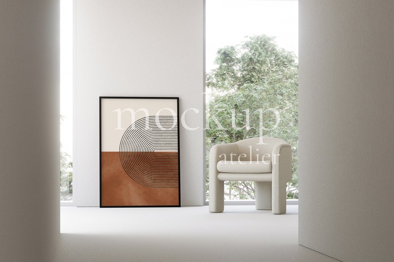 Big Single Black Frame Mockup, Minimalist Interior Mockup Scene, Bright Room Mockup, 5x7 Frame Mockup, Neutral Light Mockup, Dgital Download