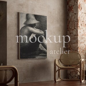 Boho Moody Interior Mockup, Japandi Home Decor Mockup, Canvas Frame Mockup, 5x7 Frame Mockup, Wabi Sabi Artwork Display, Instant Download