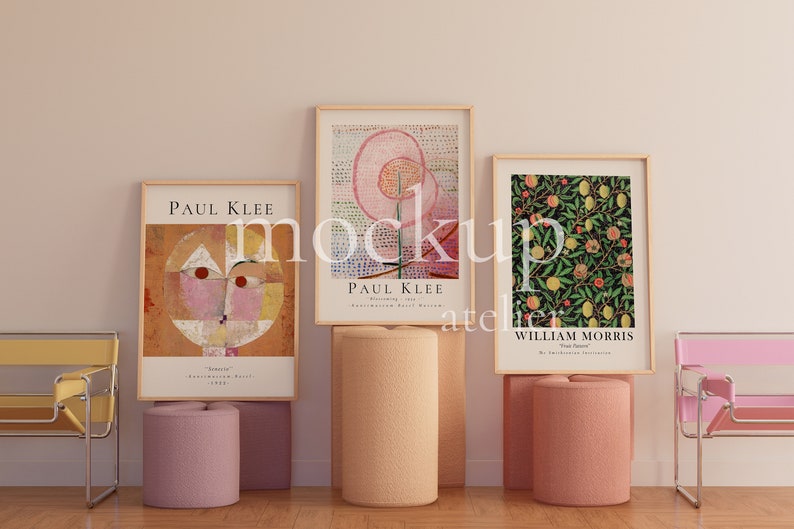 Retro Colorful Interior Wood Frame Mockup, 3 Frames Mockup, Preppy Wall Decor Mockup, Nursery Poster Mockup, A1 Frame Mockup, Digital Psd