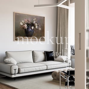 Modern Artistic Interior Horizontal Frame Mockup, Big Wood A0 Landscape Wall Art Mockup, Natural Light Apartment Mockup, Home Decor Mockup