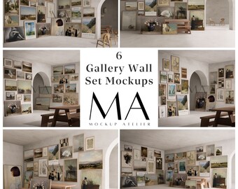 6 Gallery Wall Art Frame Mockup Bundel, Houten Verticale & Horizontale Frame Mockups, Vintage Poster Set Mockups, Digitale Download, Artwork Mockup
