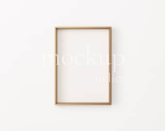 Verhouding van 5 x 7 A4 enkel gouden framemodel, vintage metalen framemodel, minimalistisch witte muurmodel, glanzend messing lijstmodel, direct downloaden