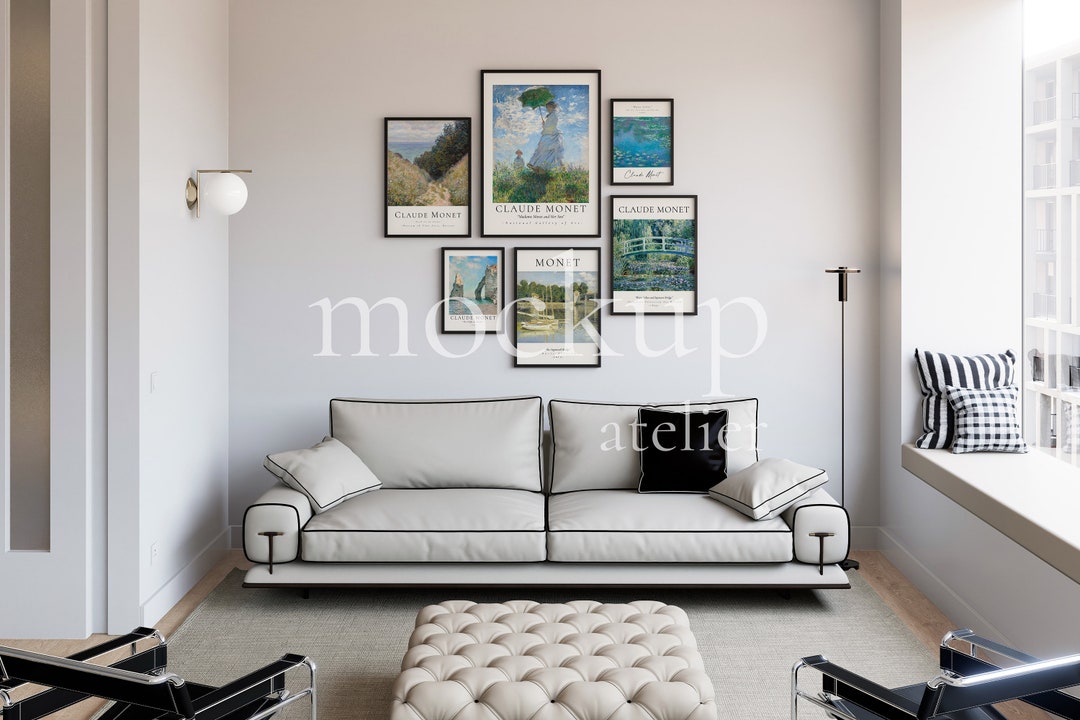 6 Pieces of Frames Wall Collage Mockup, Iso Size, A1, A2, A3 Wall Art
