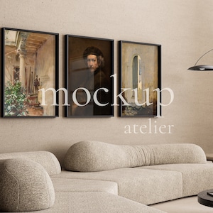 Cena de mockup moderna com 3 molduras, mockup de moldura preta, mockup de moldura com reflexo de vidro, mockup de moldura PSD com objeto inteligente, mockup de Inetrior vintage