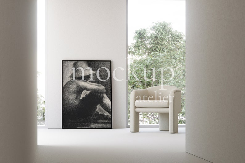 Big Single Black Frame Mockup, Minimalist Interior Mockup Scene, Bright Room Mockup, 5x7 Frame Mockup, Neutral Light Mockup, Dgital Download