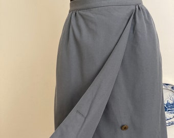 Vintage MANI from Giorgio Armani 80s Skirt | Classic Grey Wool Pencil Skirt | Knee Length High Waist Wrap Skirt | Italian 40 US 4 DE 34 S