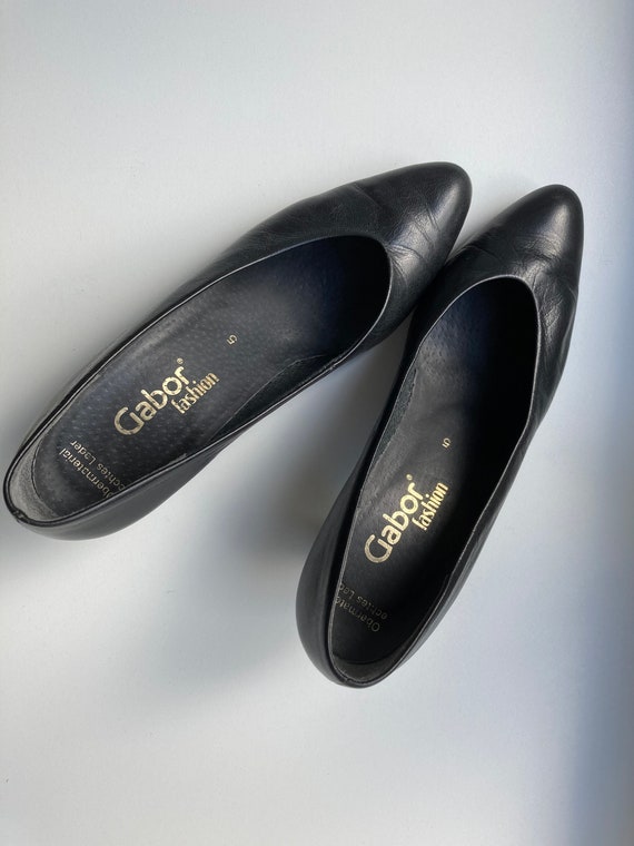 Vintage Kitten Heel Pumps in Black Leather by Gabor F… Gem