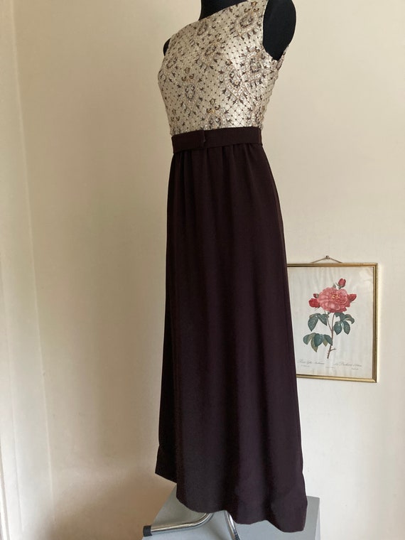 Vintage 50s-60s Sleeveless Evening Gown w/Belt | … - image 9