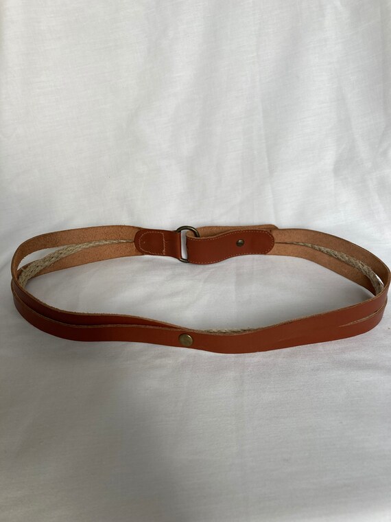 Vintage Genuine Leather Multi-Strand Self Tie Rope Belt Brown Vintage Brown Genuine Leather Interesting Design Hand-made  main image 3