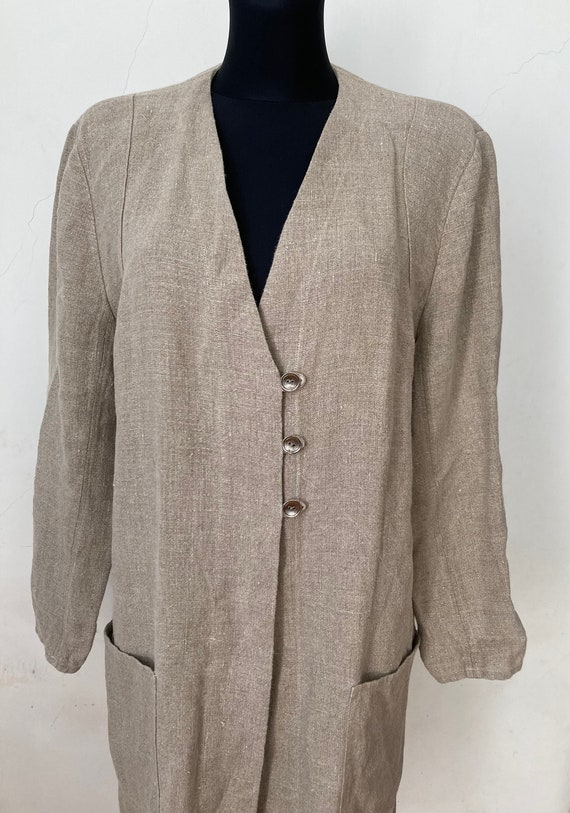 Vintage Linen Long Jacket Coat by Designer Britta De Bruin