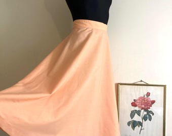 Vintage 60s Full Skirt in Warm Salmon Peach Pink | High Waist Full A-Line Skirt | Cotton Blend | Perfect Summer Skirt | DE38-40 M/L US8-10