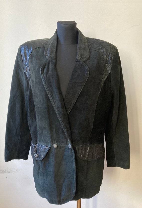 Vintage 80s 90s Suede Leather Jacket Coat by YORN… - image 2