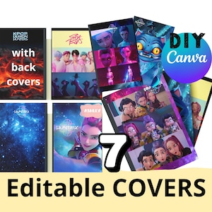 K-Pop Anime Notebook-omslag: DIY Canva-mall (digital nedladdning)