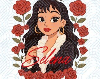 セレナ キンタニージャ SVG PNG: ラ レイナ デ ラ クンビア、花のクリップアート (デジタル ダウンロード)