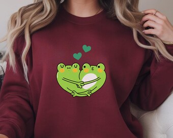 Custom Couple Frogs Sweatshirt, Frog Hoodie, Valentine's Day