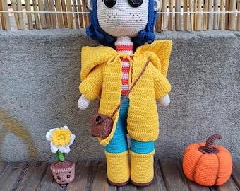 Handmade Crochet Coraline Doll: Collectible Knit Toy