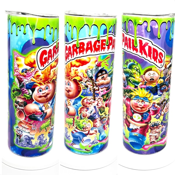 Garbage Pail Kids Tumbler Cup, 80's Gift, 80's Tumbler Mug, Neon Tumbler, Tumbler with Lid Straw, Retro Tumbler, Custom 80's Gift, 80's Mug