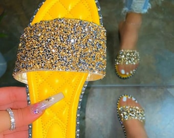 Rhinestone Summer  Flat Sandals