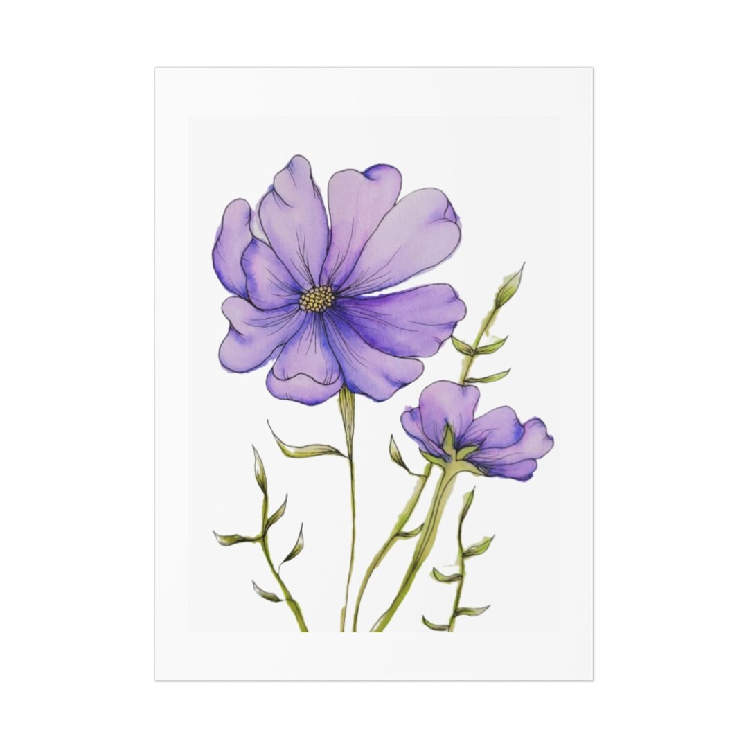 Purple Floral Art Prints Flower Wall Art Botanical Gallery Etsy