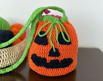 Handmade Crochet Pumpkin Bag: Halloween Candy Tote