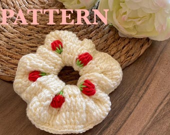 Crochet Strawberry Scrunchie Pattern: DIY Hair Accessory (PDF)