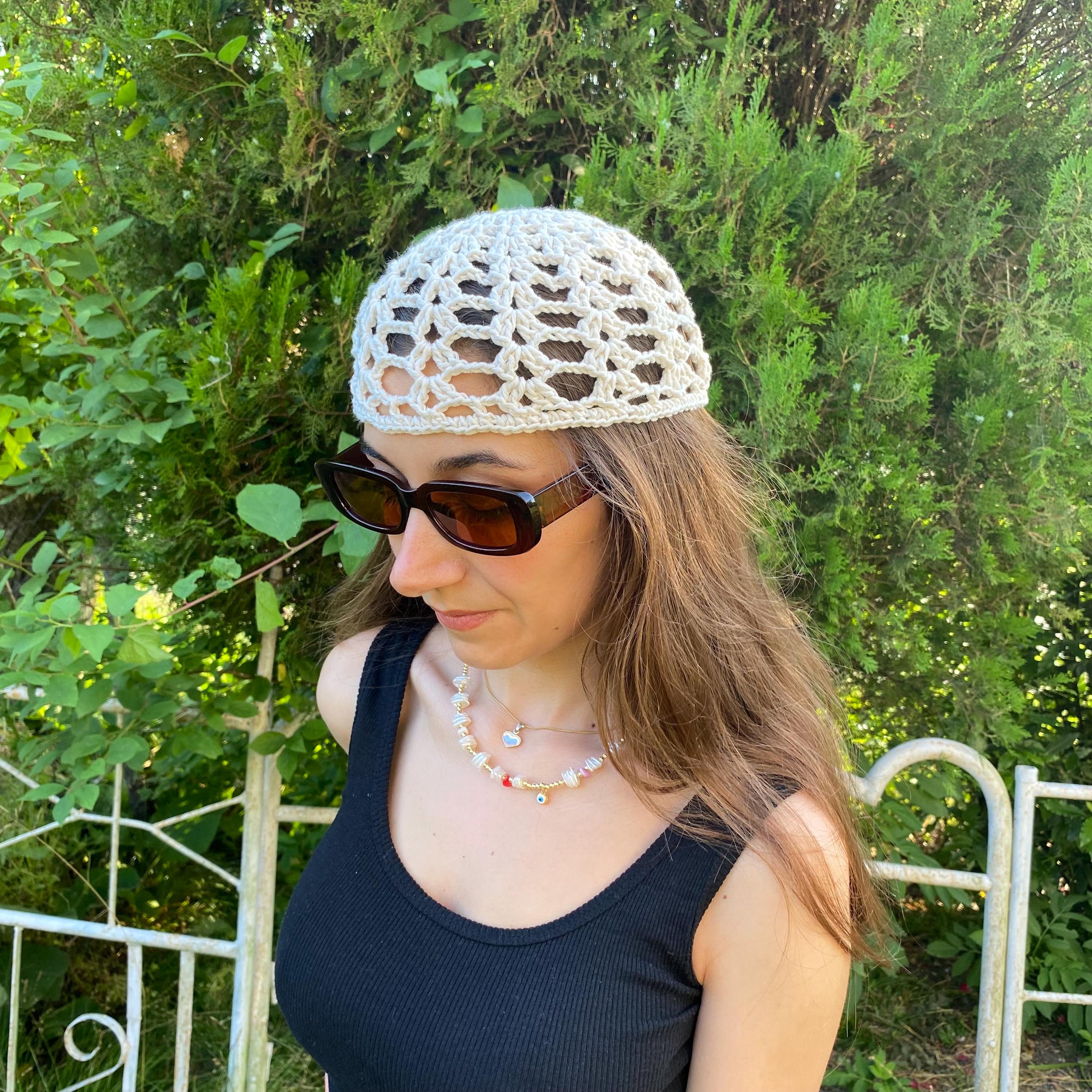 Crochet Cotton Blend Skull Cap: Boho Summer Head Wrap - Etsy