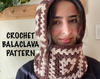 Granny Square Crochet Balaclava Pattern: Wool Ski Mask (PDF Pattern)