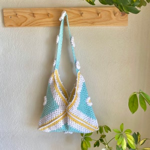 Daisy Crochet Handbag,Crochet tote bag,Floral tote bag,Cute tote bags,aesthetic tote bag,embroidered tote bag,crochet tote bag,bucket bag