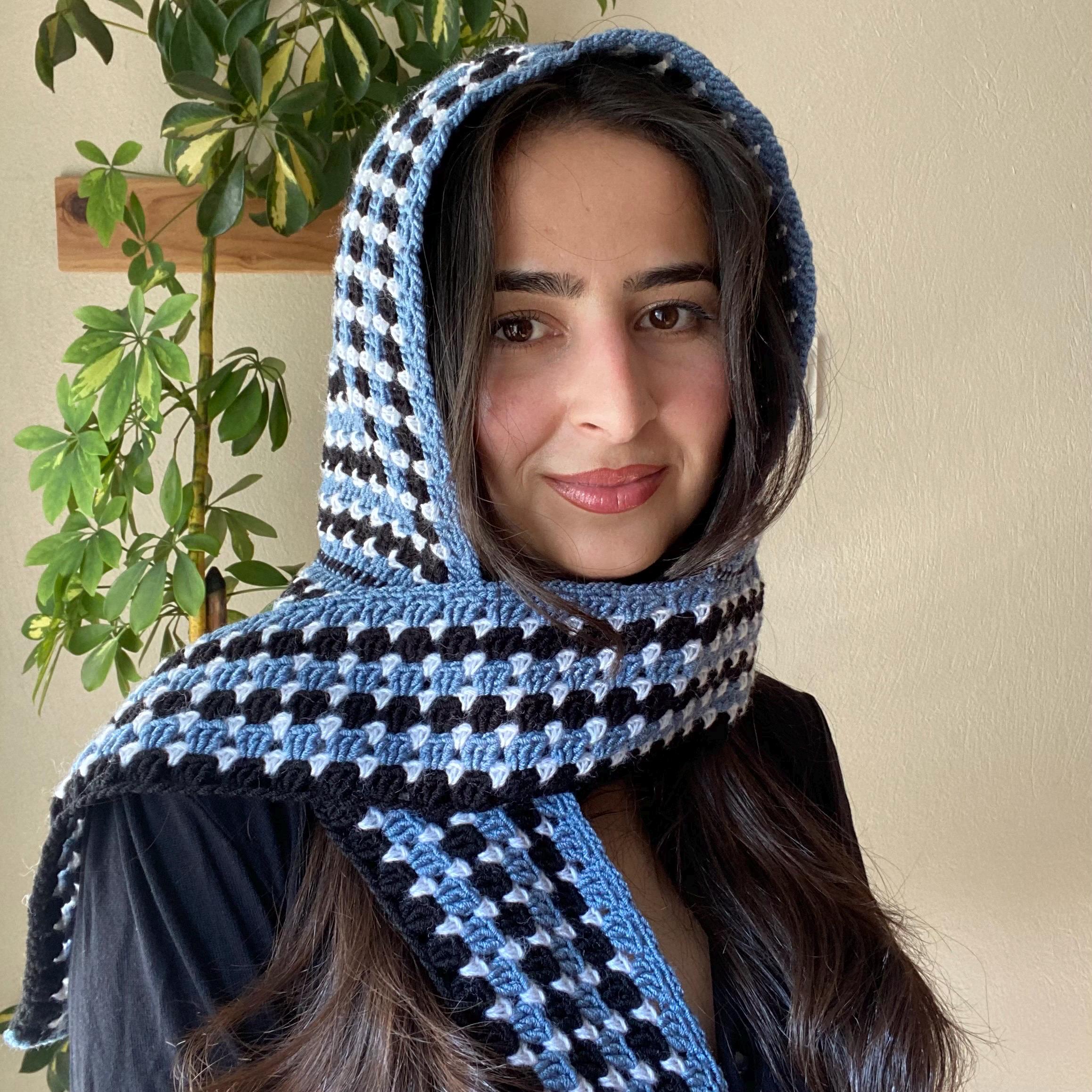 UPON REQUEST Blue Crochet Head Scarf - Handmade - 100% bamboo Handmade Crochet Bandana – Blue Dragonfly Head Scarf  main image 2