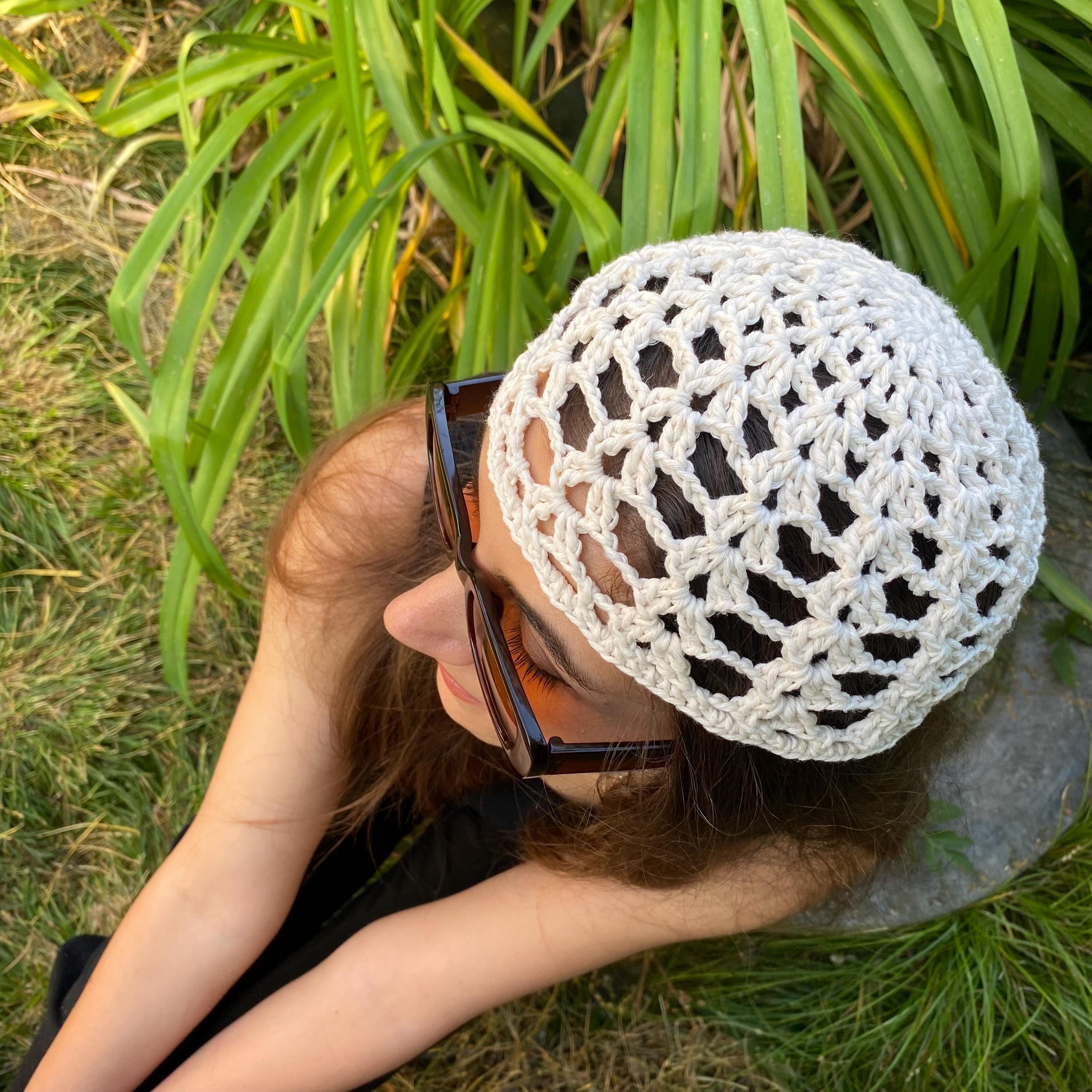 Crochet Cotton Blend Skull Cap: Boho Summer Head Wrap - Etsy