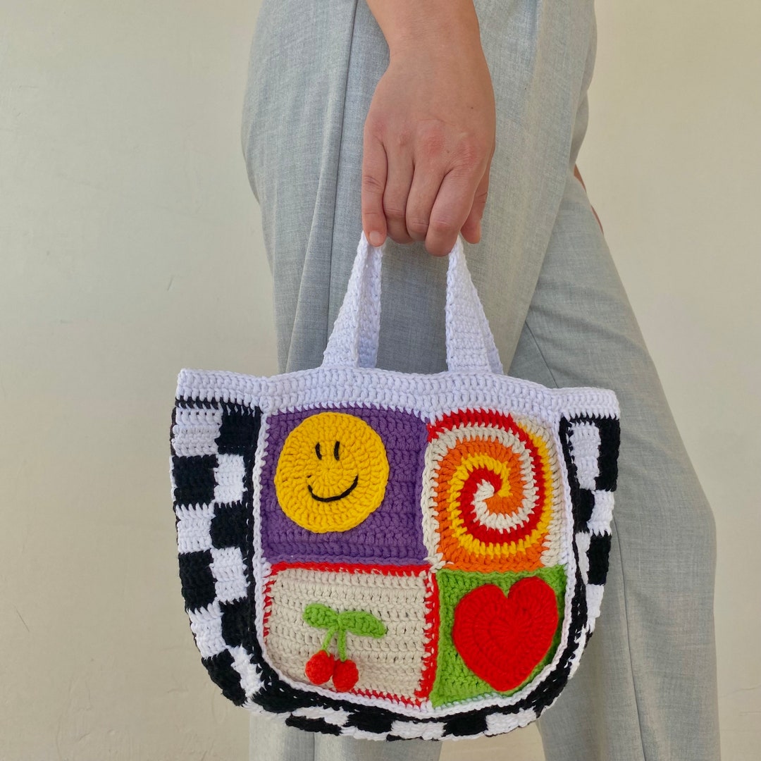 Colorful Patchwork Purses Crochet Patchwork Bag: Handmade Colorful Knitted Purse - Etsy