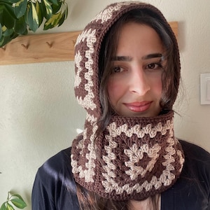 Granny Square Crochet Balaclava – Cozy Wool Ski Mask, Handmade Winter Hat, Face Mask Beanie, Gift for Sister, Wife or Girlfriend