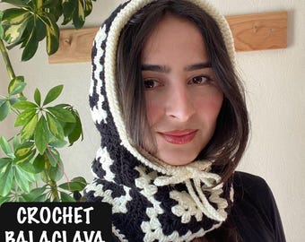 Granny Square Crochet Balaclava Pattern: Wool Ski Mask (PDF Download)
