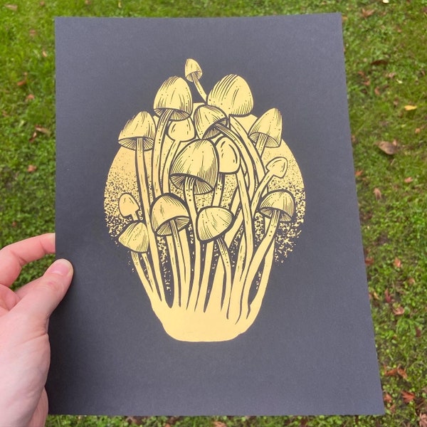 Enoki Mushroom Shiny Foil Print