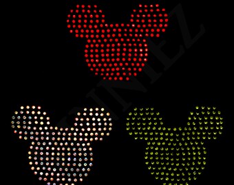 3" Mickey 3-Pack Rhinestone Decal Transfer - Iron On
