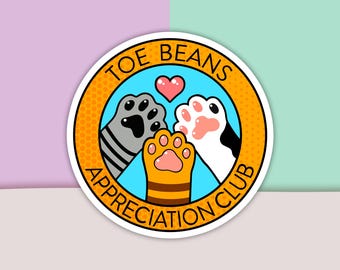 Toe Beans Club Sticker, Paw Sticker, Cat Sticker, Toe Beans Sticker, Vinyl Sticker, Decal Sticker For Laptop, Die Cut Sticker