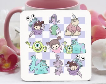 Monsters Inc Coaster, Monsters Gift, Boo Coaster, Personalised Drink Coaster, Coffee Tea Coaster, Cute Coaster Gift, Desk Accessories