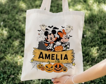 Mickey Mouse Halloween Tote Bag, Minnie Mouse Tote Bag, Halloween Tote Bag, Personalised Tote Bag, Shopping Bag, Grocery Bag, Reusable Bag