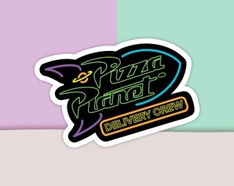 Pizza Planet Sticker, Spaceship Sticker, Pizza Sticker, Vinyl Sticker, Decal Sticker For Laptop, Die Cut Sticker