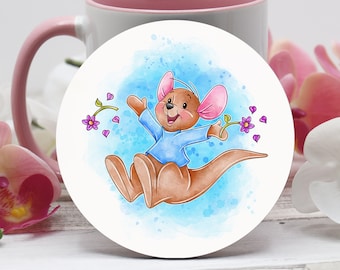 Roo Coaster, Winnie The Pooh Gift, Kangaroo Coaster, Personalised Drink Coaster, Coffee Tea Coaster, Cute Coaster Gift, Desk Accessories