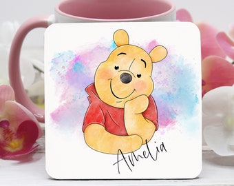 Pooh Coaster, Pooh Coaster, Bear Gift, Cup Coasters, Coaster Gift, Personalised High Gloss Drink Coaster, Coffee Coaster