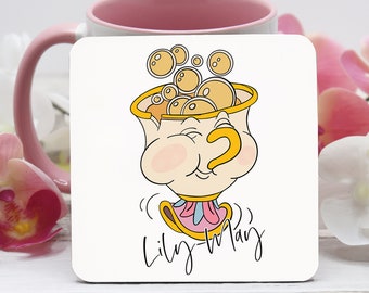 Chip Coaster, Beauty And The Beast Gift, Beauty Coaster, Personalised Drink Coaster, Coffee Tea Coaster, Cute Coaster Gift, Desk Accessories