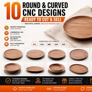 10 CNC Tray & Bowl Projects to Sell | Round Designs | STL + Fusion 360 CNC Files