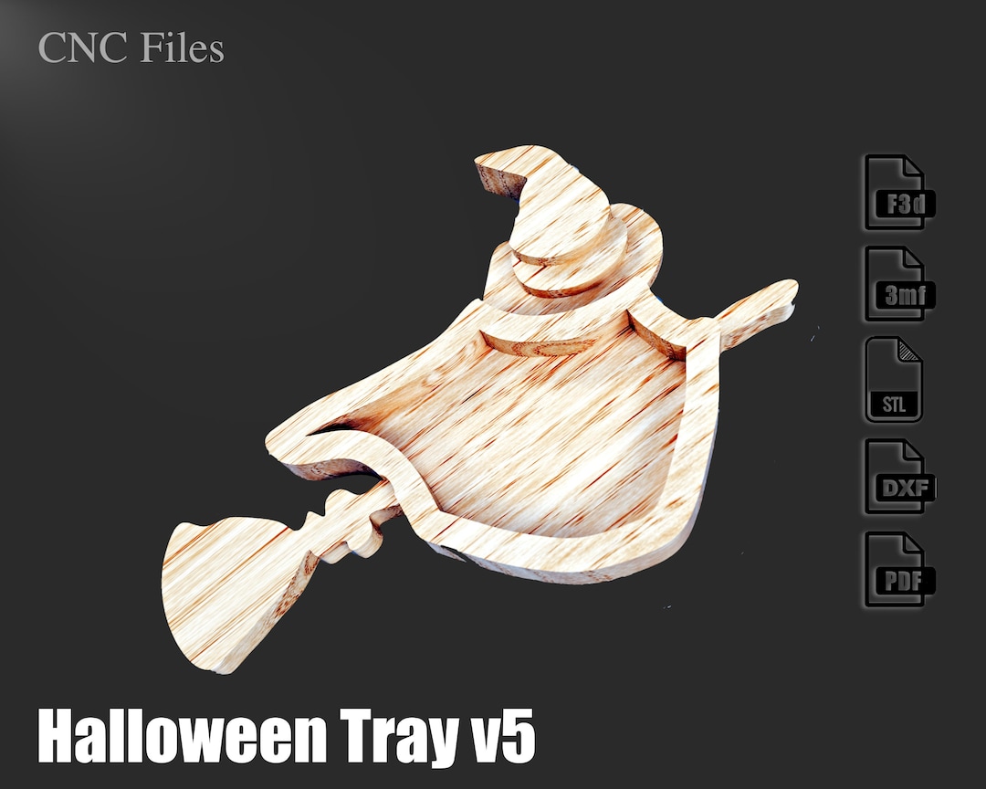Halloween Tray V5 CNC Project Files for Wood Routers f3d, Stl,3mf, Dxf Halloween Tray V5 CNC Project Files for Wood Routers f3d, Stl,3mf, Dxf